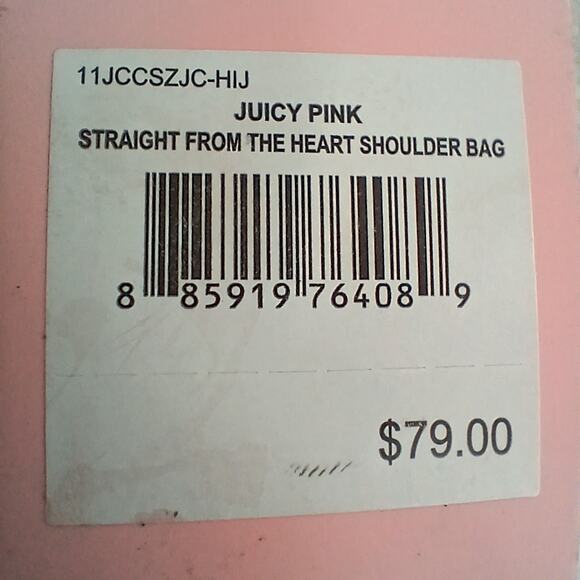 Juicy Couture Straight From The Heart Pink Quilted Shoulder Bag Purse KC Logo - Picture 7 of 11